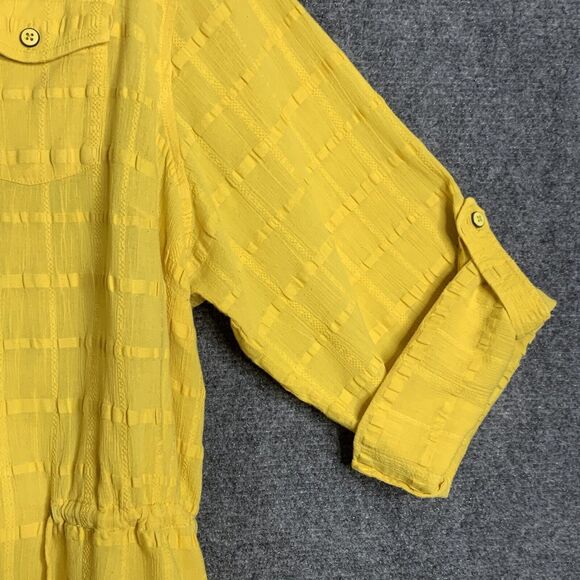 Jones New York Signature Women 2X Golden Yellow Shacket Button Up Corded Waist - Picture 8 of 14